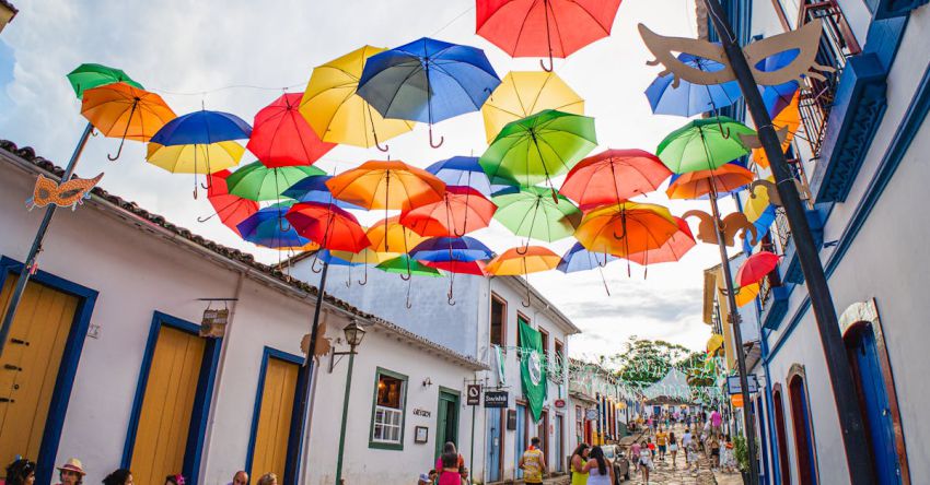 Rio De Janeiro Carnival - Colorful Umbrellas Hung over the Street