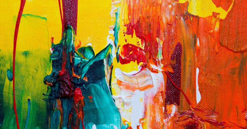 Modern Art - Orange Red and Green Abstract Painting